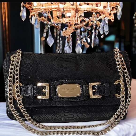 Michael Kors Handbags - Black Python Suede Michael Kors